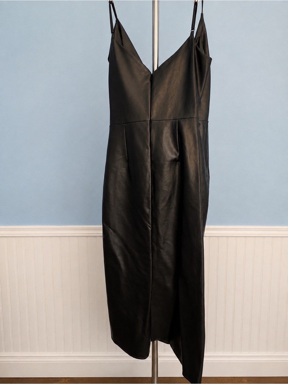 L’Academie Colleen Black Faux Leather Midi Dress Size S Revolve - Picture 2 of 6